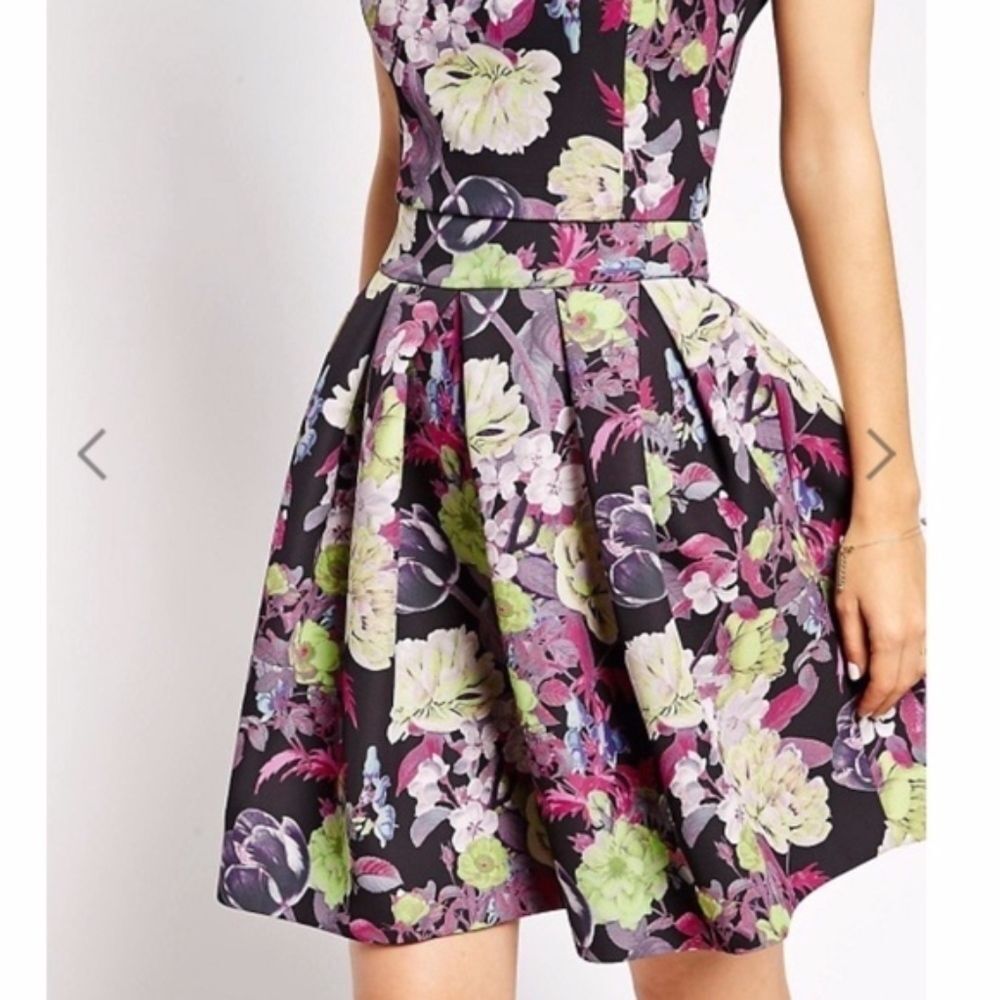 ASOS Floral Print Teacup Full Pink Yellow Black Mini Skirt Size 6